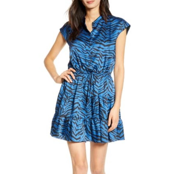 Rebecca Minkoff Ollie Royal Blue Zebra Dress S NWT - Picture 3 of 11
